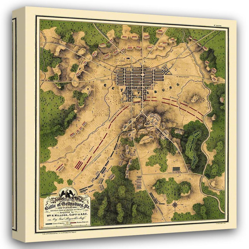 Art sur toile tendue Lark Manor ™ Willcox Gallery, Bataille de Gettysburg en Pennsylvanie - Willcox 1863, H 31 po x l 28 po