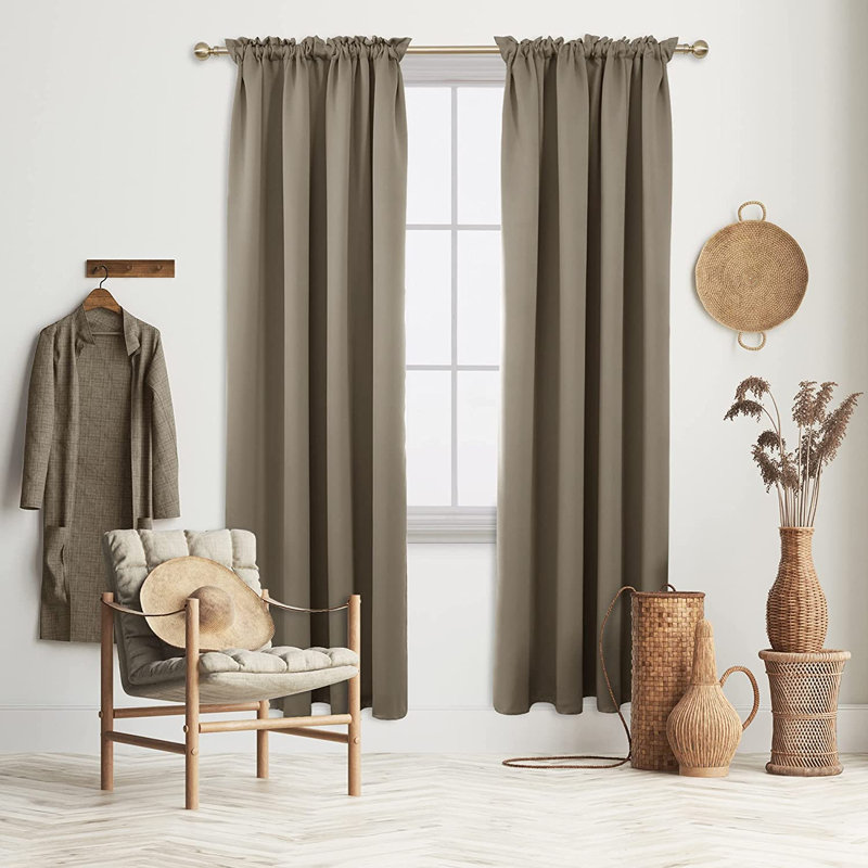 Peniste Room Darkening Curtain Pair, Khaki, 52" W x 108" L