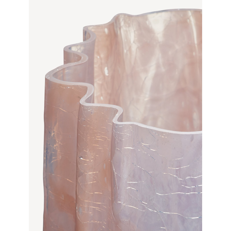 Crackle Handmade Glass Table Vase, Pink