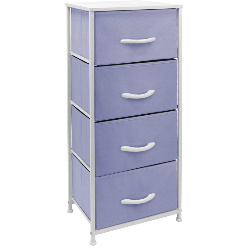 Commode 4 tiroirs - Aqua, Mauve / Blanc