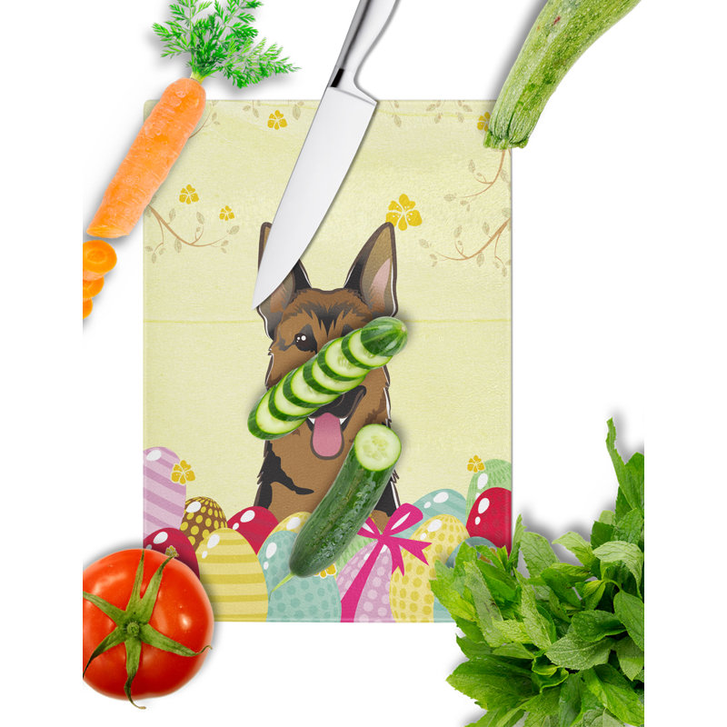 Planche à découper en verre trempé à caroline de pâques, Berger allemand