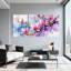 «Magnolia Pink Magnolia Flowers On Branches», ensemble de 3 impressions sur toile-1305454219