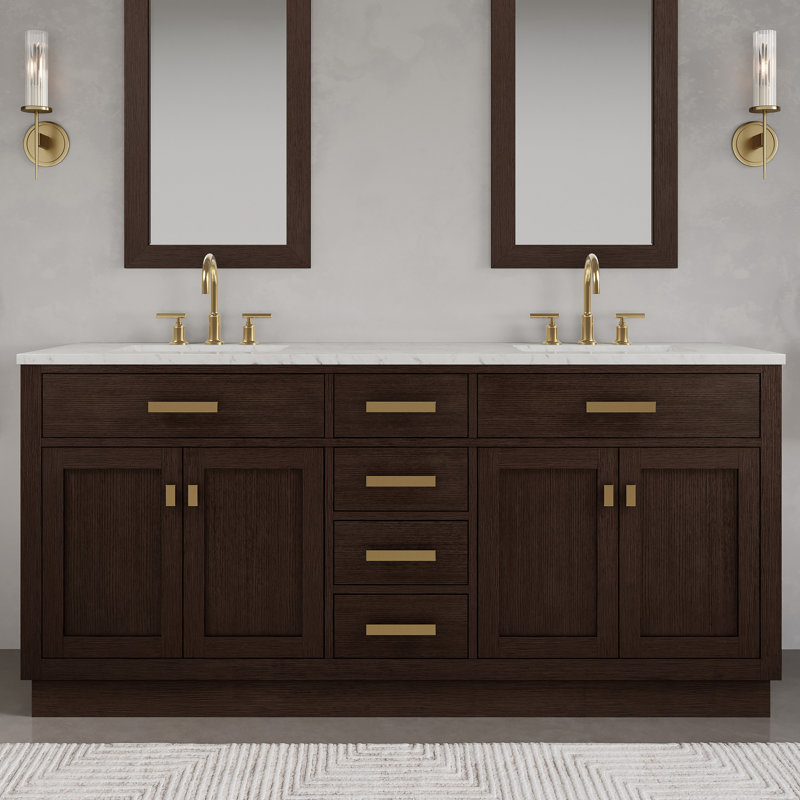 Argenta 72" W x 22" D x 34" H Double Bathroom Vanity, Brown Oak