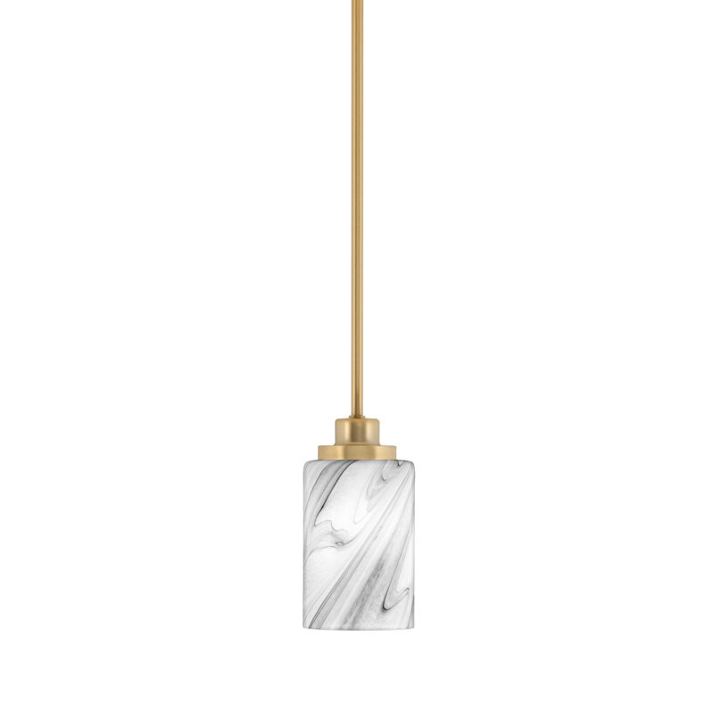 Mini-luminaire suspendu suspendu Odyssey, fini laiton nouvel âge avec verre tourbillon onyx de 4 po