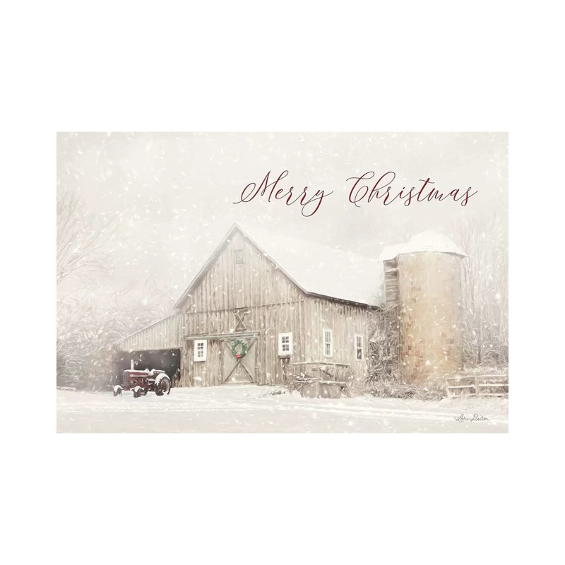 Merry Christmas Farm - Estampe numérique sur toile tendue avec châssis, H 32 po x l 48 po