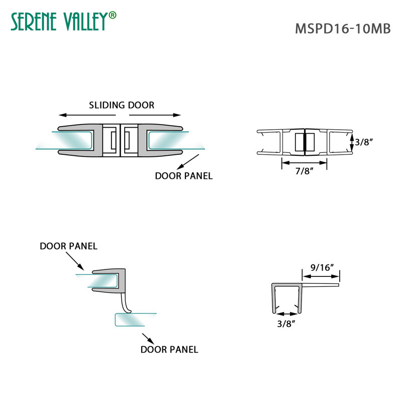 Serene Valley Shower Door Sweep, 78" H x 1.8" W x 0.38" D