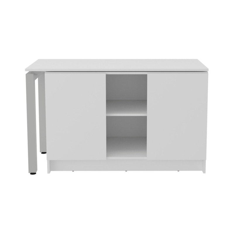 White 2-Shelf Desk With Space-Saving Design