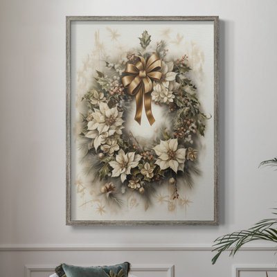 Reproduction encadrée de Noël des fêtes de Noël, art encadré - Bois massif