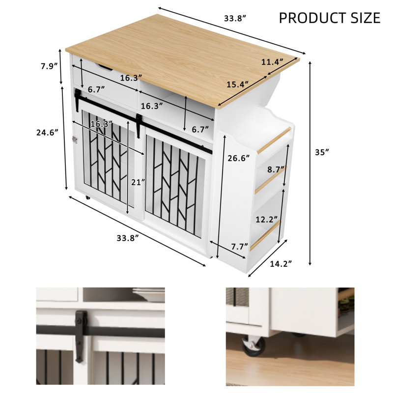 Table d'appoint de cuisine avec cage pour chien 