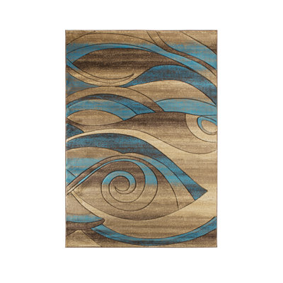 Tapis abstrait bleu / beige Adonia
