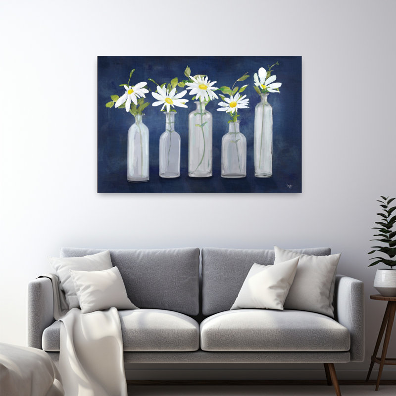 «Daisies In A Row», marguerite contemporaine, art floral printanier, H 48 po x l 32 po