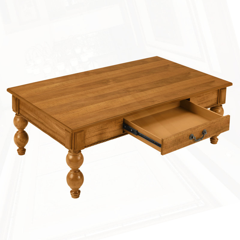Table basse rectangulaire en bois avec tiroir de rangement, Naturel