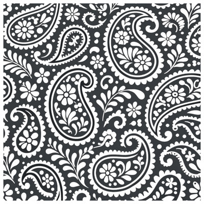 Édredon noir et blanc à motif cachemire