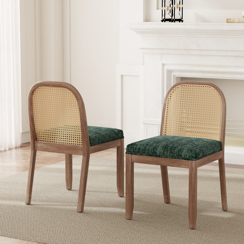 Chaise de salle à manger Mid Century Farmhouse Chenile, Vert olive