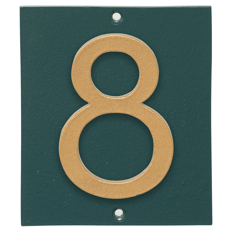 Plaque d’adresse murale sur 1 ligne flottante, Vert forêt, Or, Oui