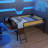 Metal Loft Bed With Rectangular Desk, Led Loft Bed Frame Double Bed With Storage Shelves, Safety Guard And Ladder-1991560116-1995445657