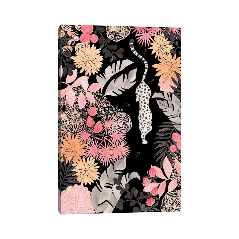 Stalking Leopard Paper On Black by CreatingTaryn - Wrapped Canvas Print, 101.6 cm H x 66.04 cm W x 1.91 cm D