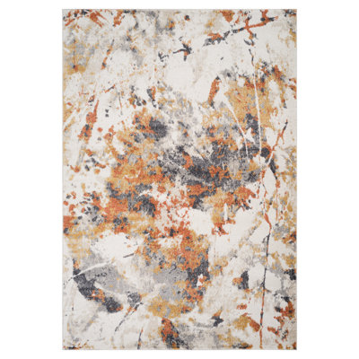 Charolene Abstract Ivory Power-Loom Area Rug