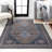 Dalyan Geometric Medallions Machine-Washable Brown/Blue/Gray Rug-323271149