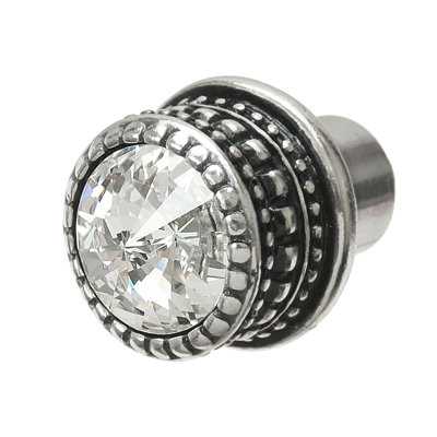 Caché medium round knob with an 16mm rivoli Swarovski Clear Crystalin