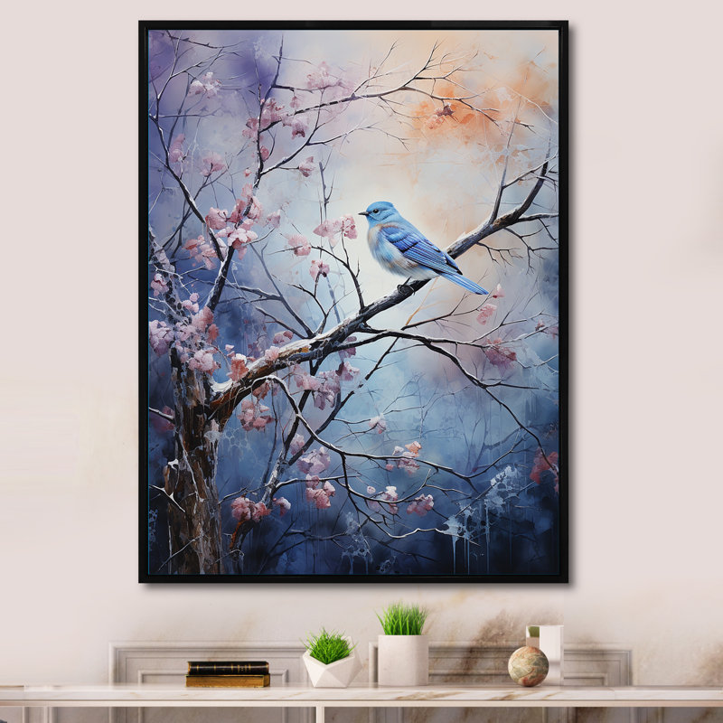 «Winter Enchanted Frost Pointillism II», reproduction d'art sur toile, 20" H x 12" W, Cadre flottant noir