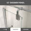 Panneau de salle de bain fixe sans cadre l 12 po x H 59 po avec tringle à rideaux en aluminium, tablette en verre et crochet à serviette Poseidon
