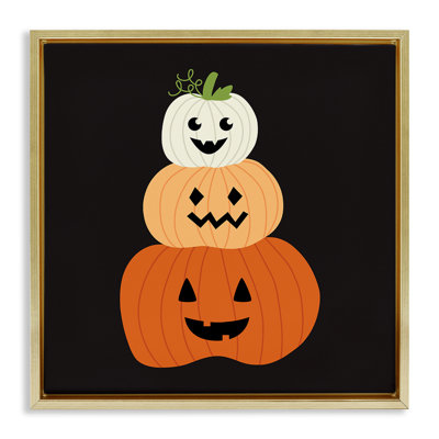 Happy Jack-o-Lanterns sur cadre flottant noir, design par Sazerelli Designs