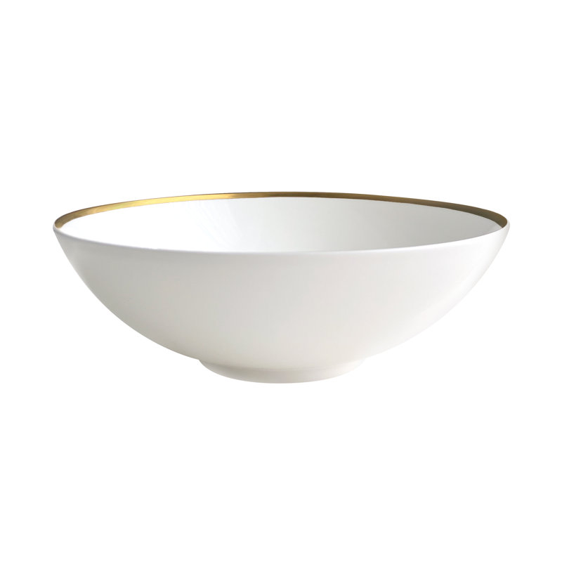 Golden Edge Bone China Serving Bowl, White/Gold
