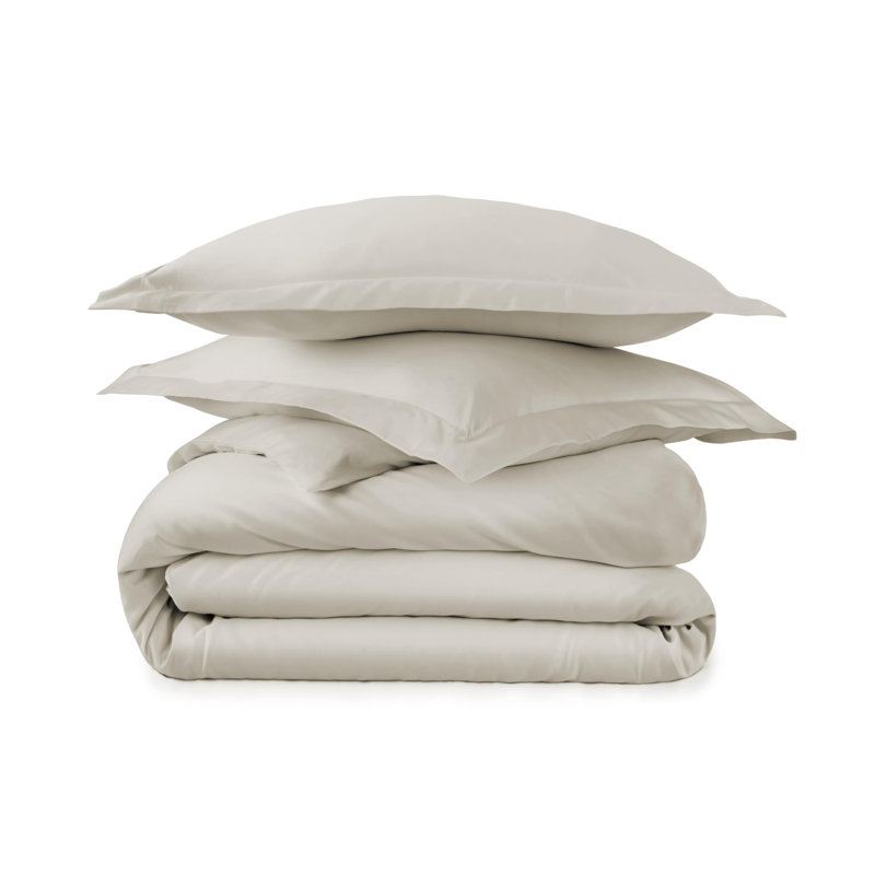 Housse de couette 100% coton Whisper Organic pour très grand lit - housse de couette légère et rafraîchissante naturellement douce avec taies décoratives - tissage en satinette à densité de tissage 300 fils certifié Premium Gots (simple, étain)