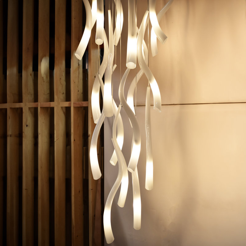 Cornetto 18 - Light Pendant, 96" H x 24" W x 24" D, Frosted Milk White, White