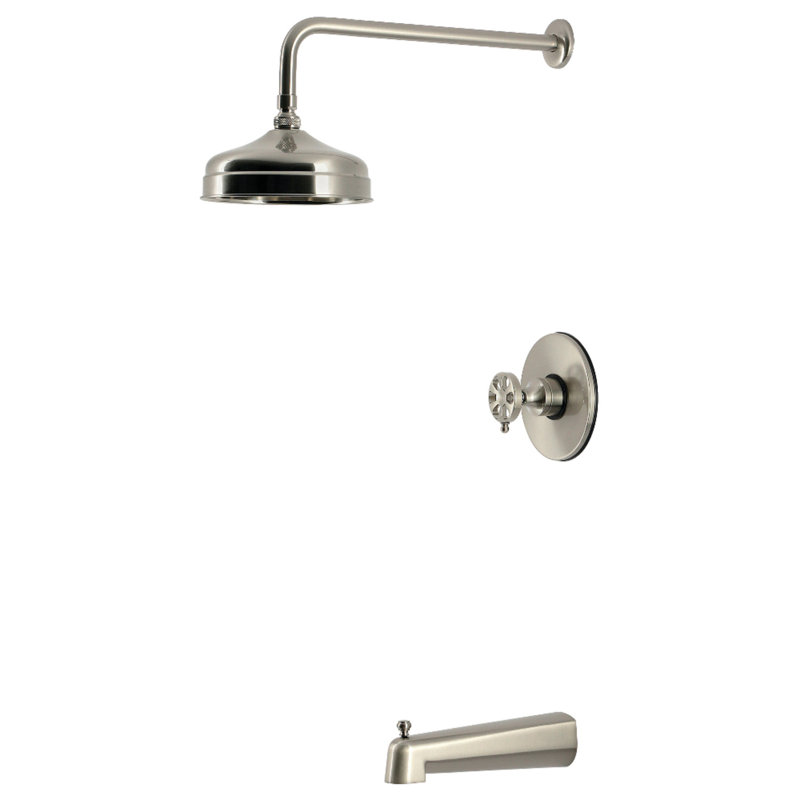 Kingston Brass Belknap Single-Handle Pressure Balanced Tub and Shower Faucet, Brushed Nickel