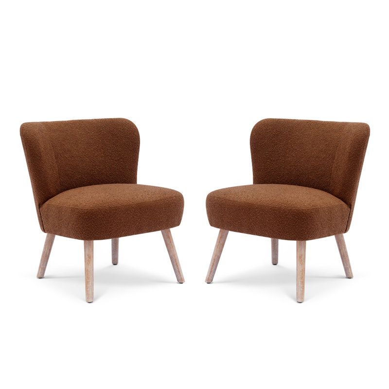 Fauteuil de chambre rembourré Breann, Mélange de polyester rouille et orange