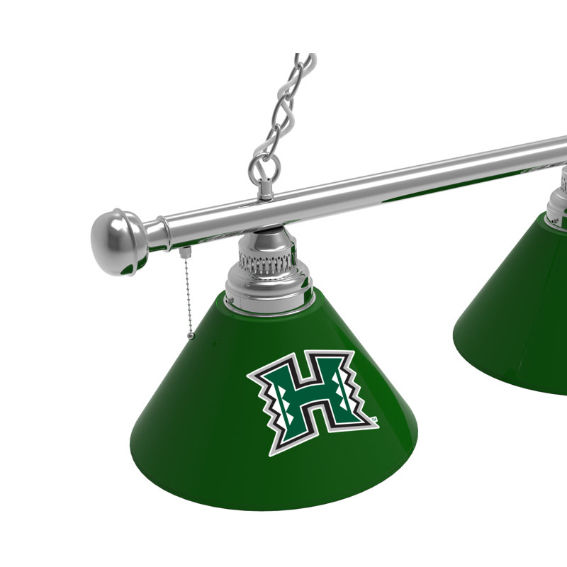 3 - Light Pool Table Lights Pendant, Chrome, Hawaii Rainbow Warriors