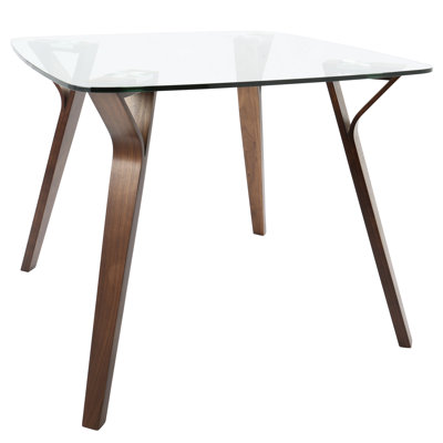 Folia Mid-Century Modern Dinette Table In Walnut And Glass By