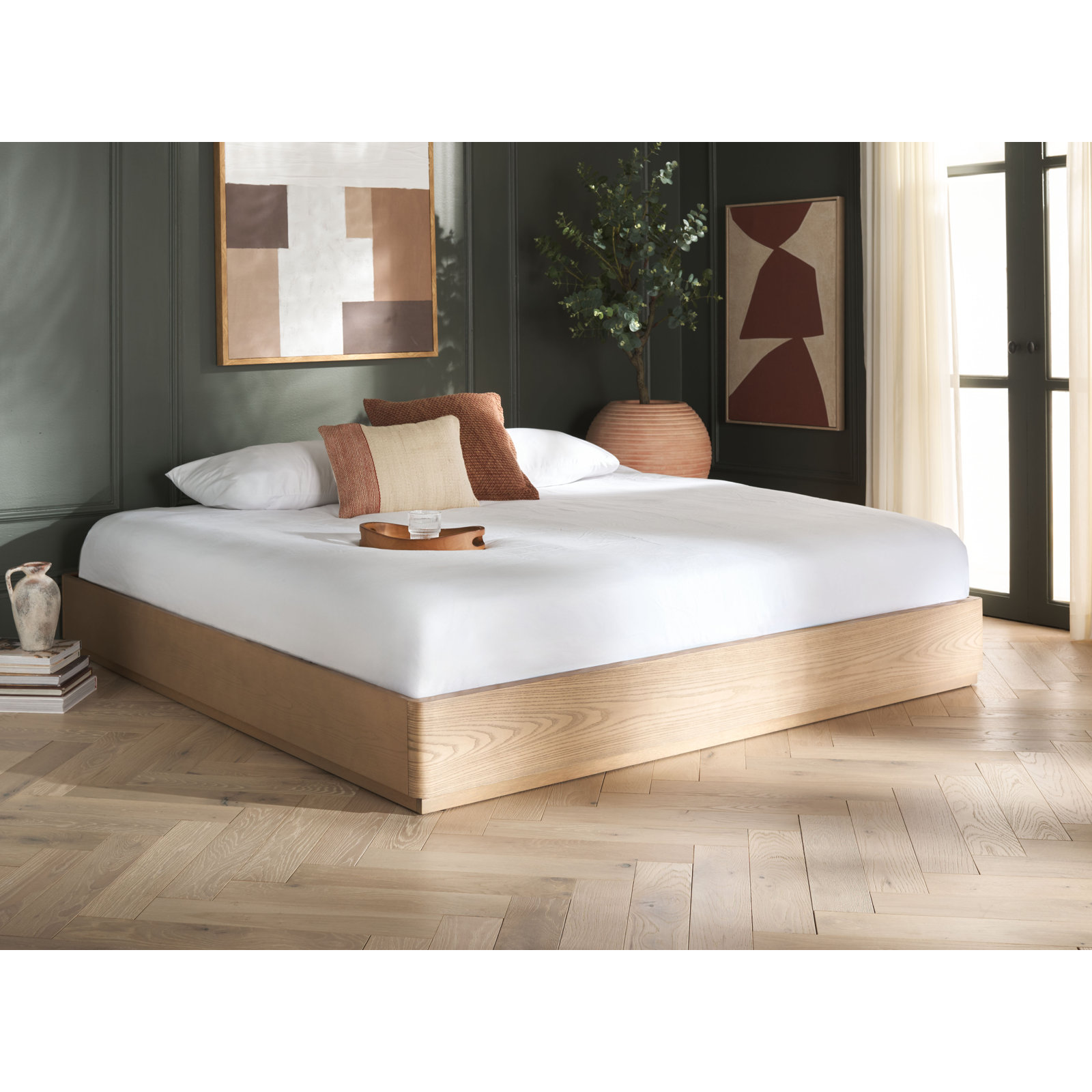 Arland Decarla Wood Bed Frame, Natural, Queen