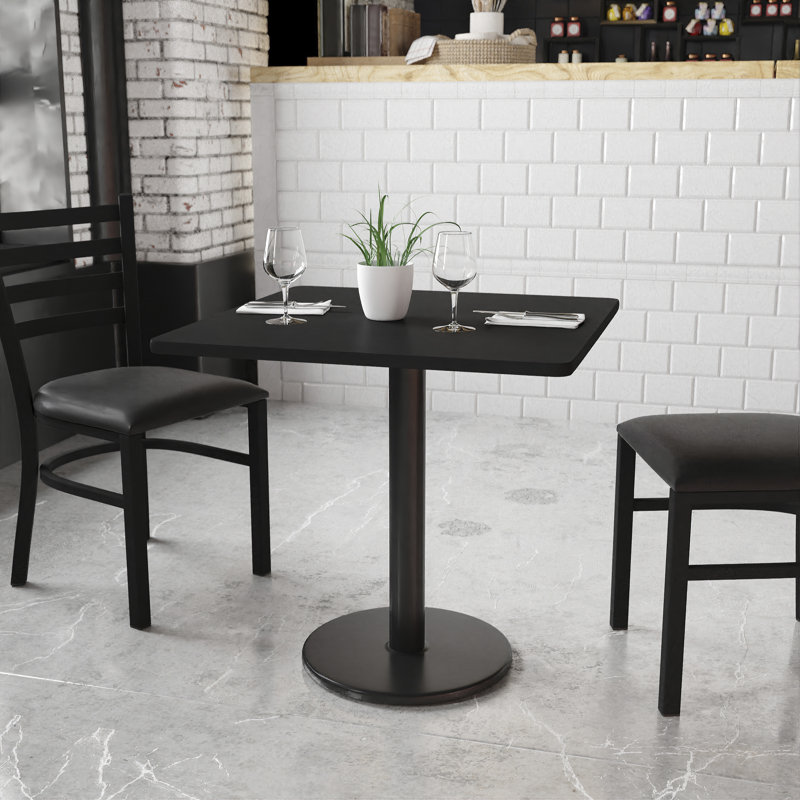 Plateau de table stratifié carré Jack avec base à hauteur de table, H 43,12 po x l 30 po x P 30 po, Noir
