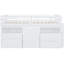 4 lit mezzanine simple blanc avec armoire et tablettes