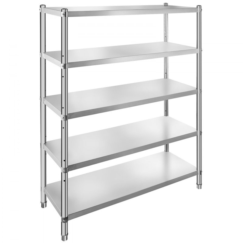 Étagère en acier inoxydable 47,5 x 18 pouces Étagère de rangement réglable à 5 niveaux Étagère en acier inoxydable