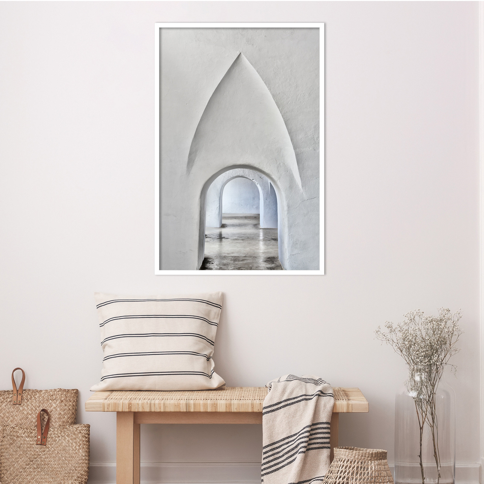 Through Old San Juan by Golie, 41" H x 28" W, White Framed