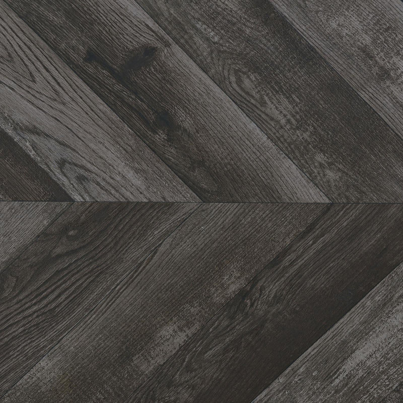 Rustic Grey Herringbone Bookcase With Full-Length Shelf