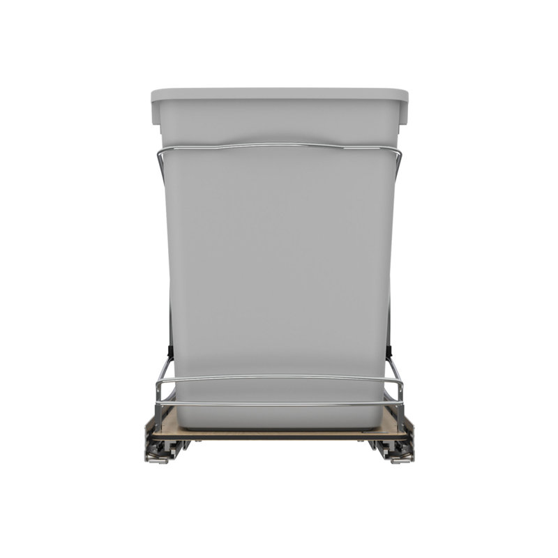 Gray Double 35 Quart Pull-Out Plastic Waste Bin