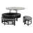T42 Black Coffee Table With 3 Stools-2093326144