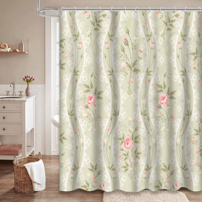 Vintage Lace Rose Waterproof Shower Curtain