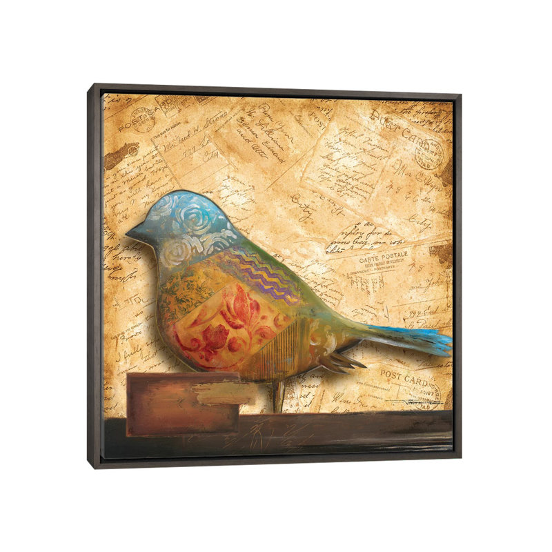 Impression d’art graphique, "Bird of collage I" par Patricia Pinto, H 37 po x l 37 po x P 1,5 po, Pas de tapis