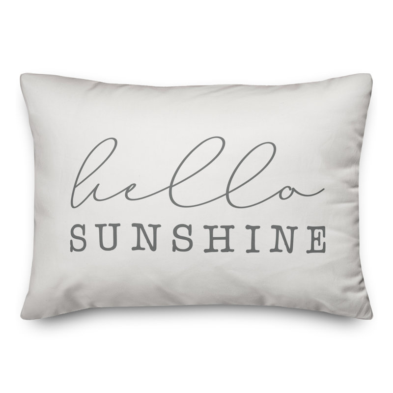 Housse et insert de coussin d'extérieur Hello Sunshine, Blanc / Gris