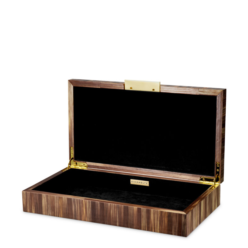 Harvard Wood Decorative Box, Straw Marquetry Brown