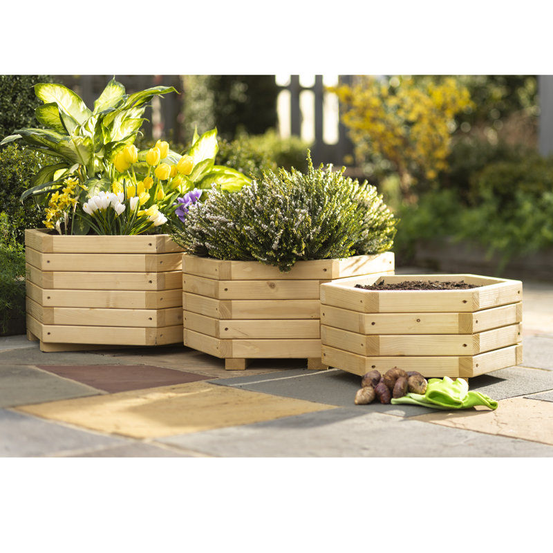 Ensemble de pots à fleurs en bois 3 pièces Laigha