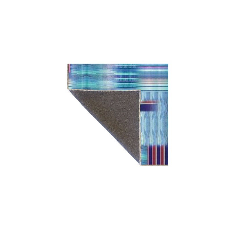 Tapis bleu tissé à rayures géométriques lavable à la machine, Tapis de couloir 3 pi 3 po x 9 pi 10 po