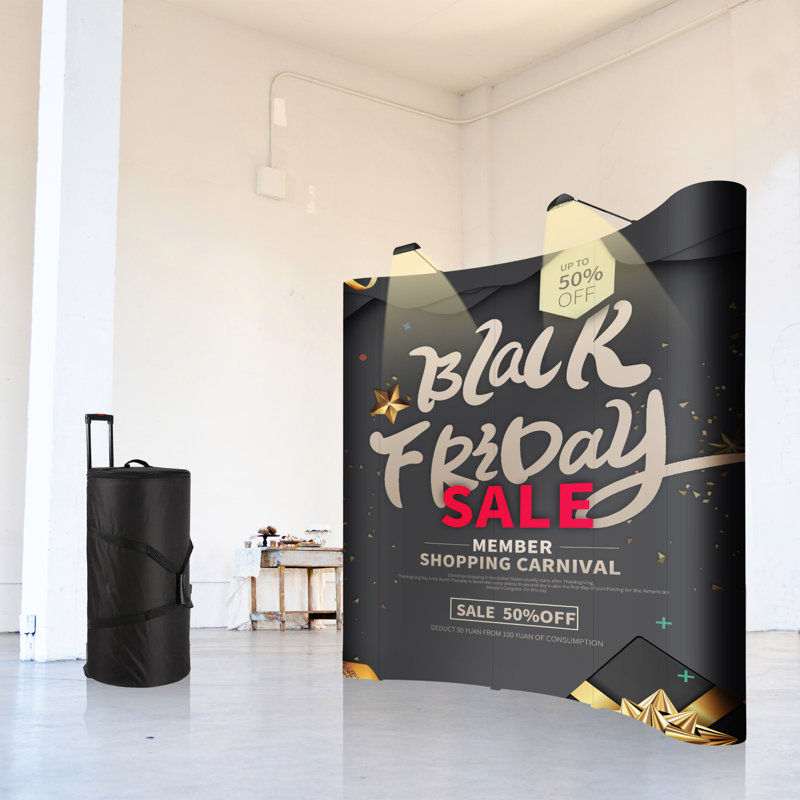 Yescom 10X8ft Tradeshow Booth Exhibit Pop Up Display Kit W/ Spotlights & Rolling Case & PVC Panel For Customed Graphic
