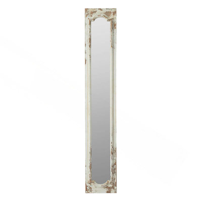 Floor Mirror With Distressed White Finish